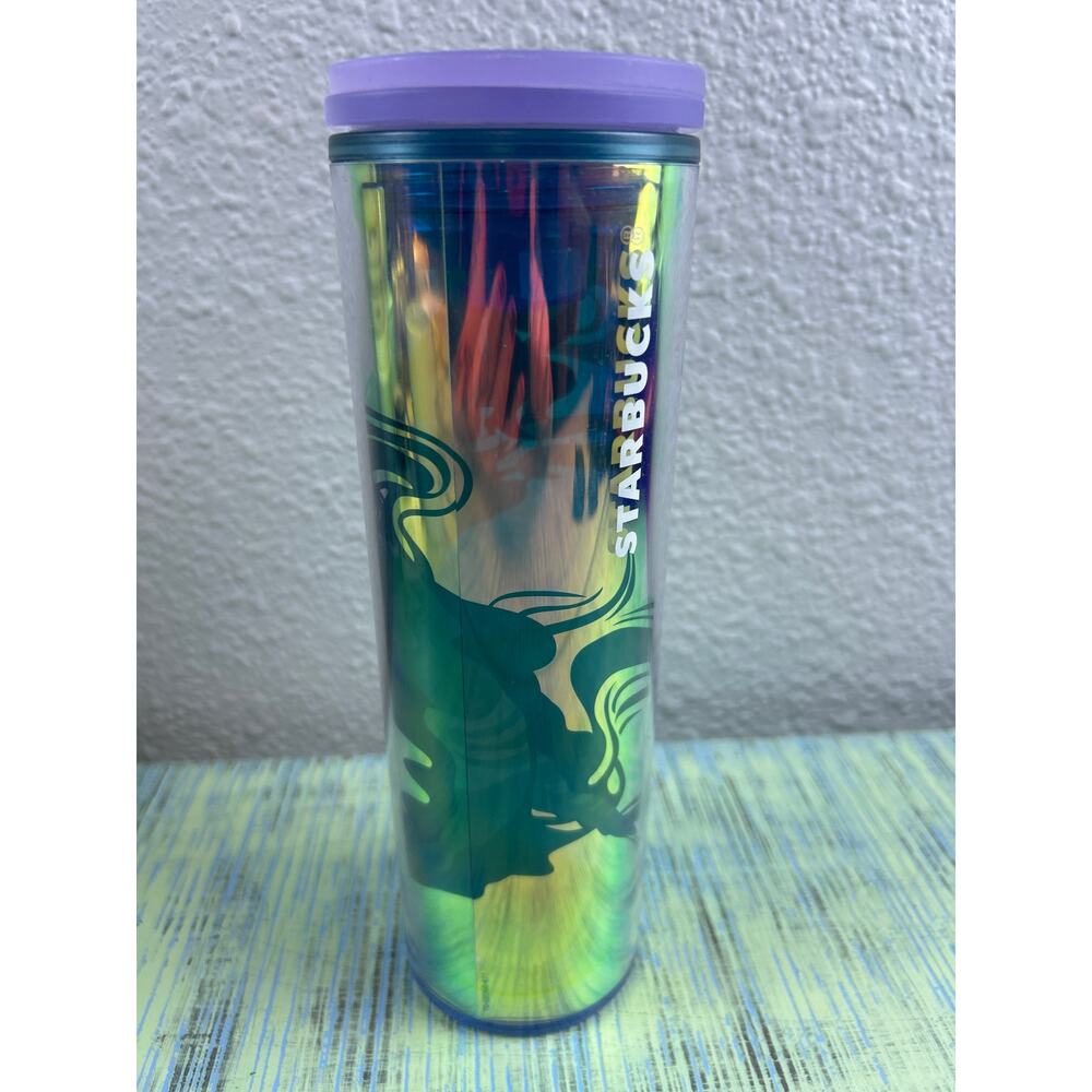 Starbucks 2023 Mermaid Siren Iridescent 16oz Tumbler Purple Lid